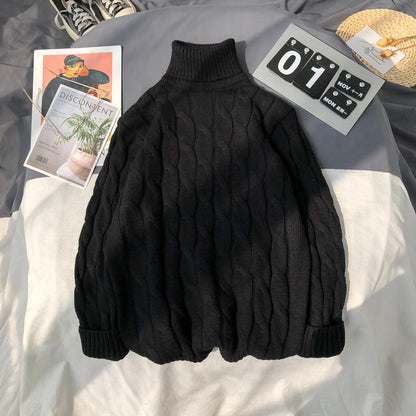 Solid Color Turtleneck Plus Size Pullover Sweater