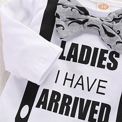 Gentleman's Long-sleeved Fake Suspender Blouse With Beard And Full Print Trousers Hat Three-piece Suit