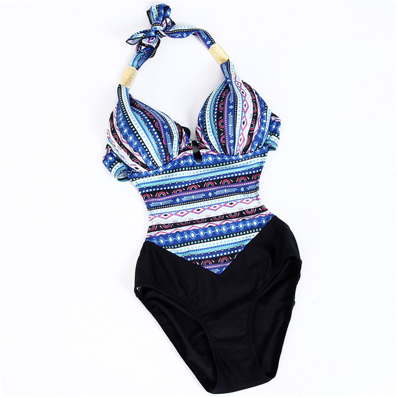 European And American Floral One-piece Swimsuit Celebrity Style Plus Size Fat Bikini