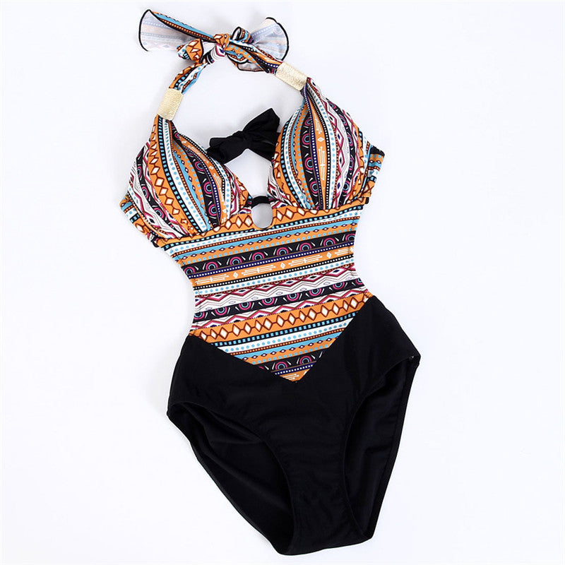 European And American Floral One-piece Swimsuit Celebrity Style Plus Size Fat Bikini