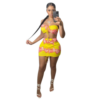 New Product Printed Drawstring Sleeveless Casual Suit