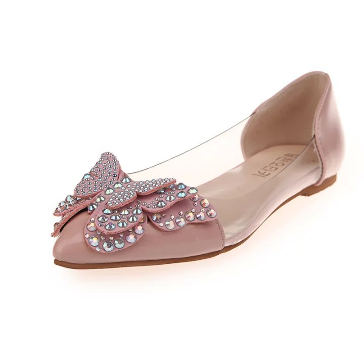 Casual Single Shoes Women Rhinestone Butterfly Decoration - FLIPSTYLEZLLC
