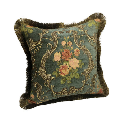 European Style Chenille Positioning Flower Sofa Cushion And Raw Edge Pillowcase