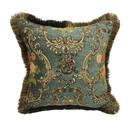 European Style Chenille Positioning Flower Sofa Cushion And Raw Edge Pillowcase