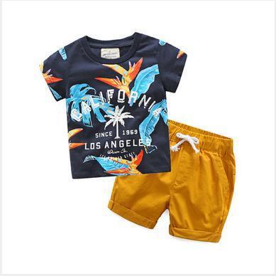 European And American Children'S Summer Children'S Short-Sleeved Shorts Boys Two-Piece Suit