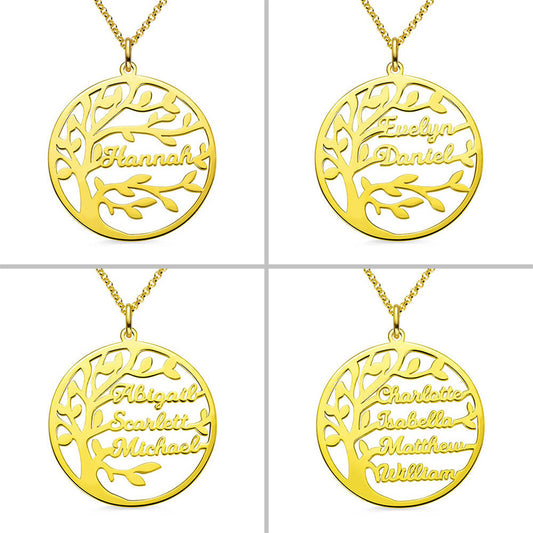 Sterling Silver Necklace Female Name Personalized Tree of Life Pendant Cross-border New Product Accessories
