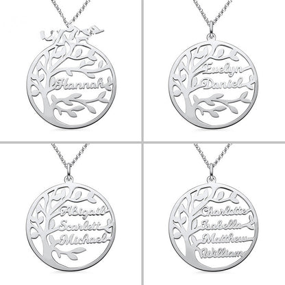 Sterling Silver Necklace Female Name Personalized Tree of Life Pendant Cross-border New Product Accessories