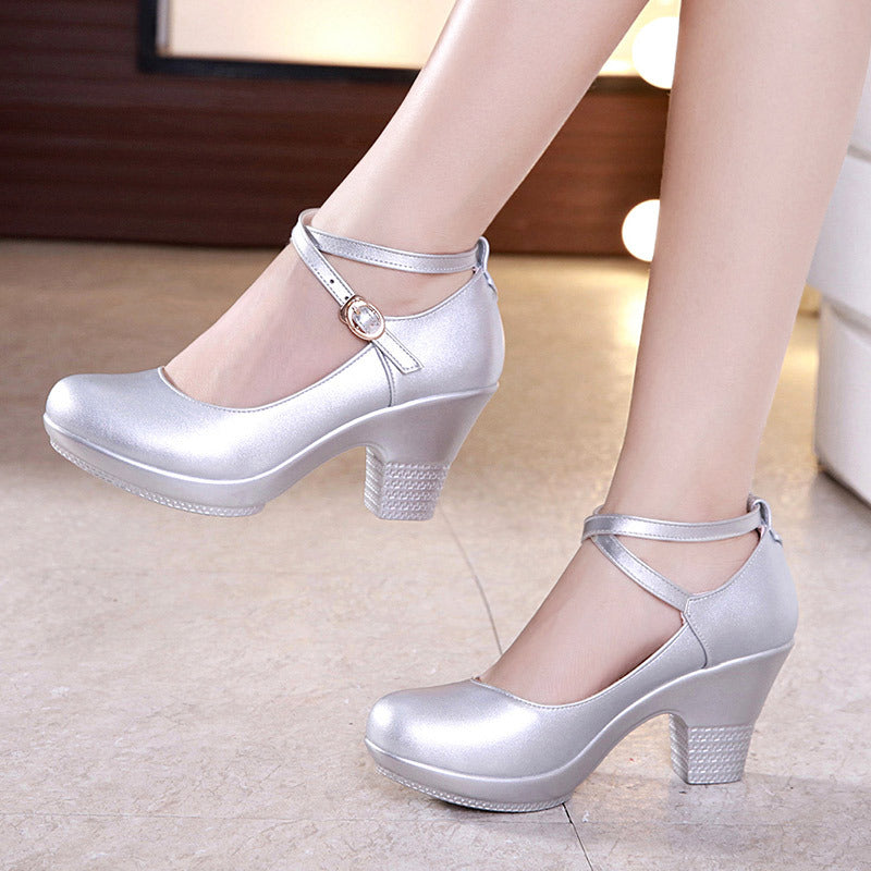 Outdoor Dance Shoes Thick-Heeled High-Heeled Dance Shoes Mid-Heel Square Dance Shoes Model Cheongsam Catwalk Shoes Women - FLIPSTYLEZLLC