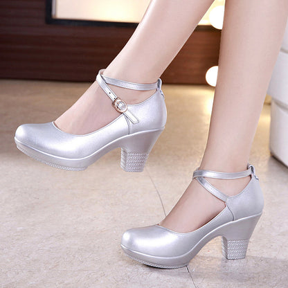 Outdoor Dance Shoes Thick-Heeled High-Heeled Dance Shoes Mid-Heel Square Dance Shoes Model Cheongsam Catwalk Shoes Women - FLIPSTYLEZLLC