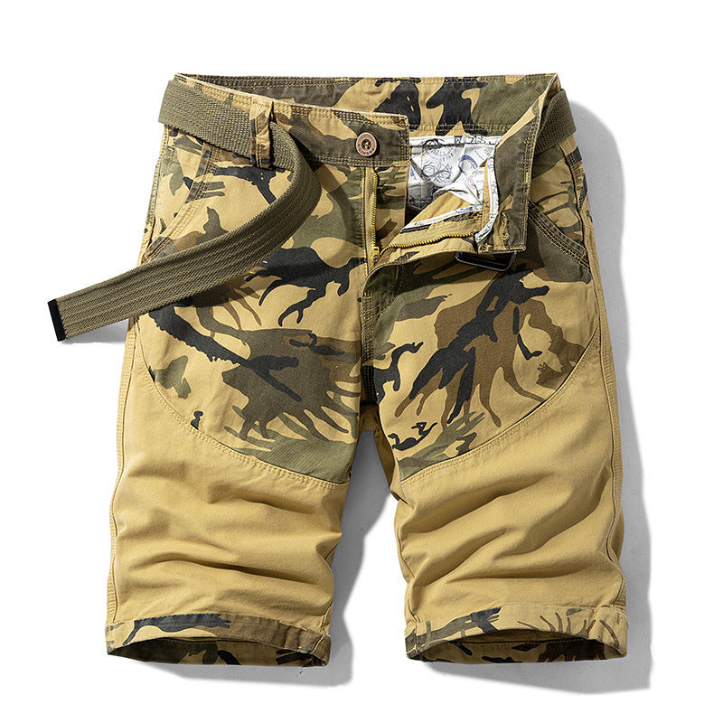 Men Red Summer Thin Print Striped Cargo Shorts