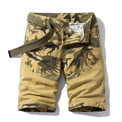 Men Red Summer Thin Print Striped Cargo Shorts