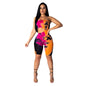 Printed Neckline Open Back Sexy Jumpsuit Spring