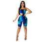Printed Neckline Open Back Sexy Jumpsuit Spring