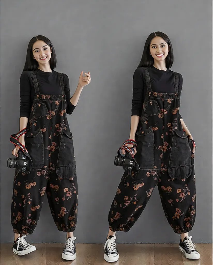 New baggy Plus Size Flower Print pants for women