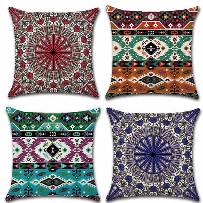 Cushion Covers Square Decorative Pillow Covers Cotton Linen Datura Throw Pillow Covers Set of 4 Cushion Covers 18x18 inch,