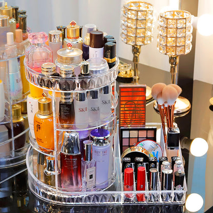 Cosmetic Storage Box Transparent Rotating Desktop Non-Acrylic Dressing Table Lipstick Skin Care Product Storage