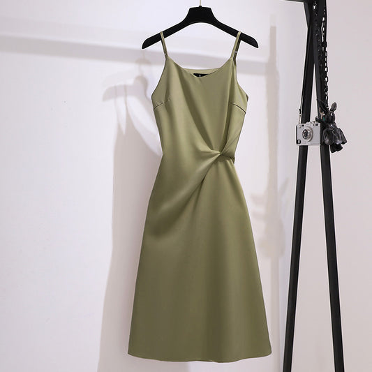 Avocado Green Suspender Dress Women''s Design in Summer