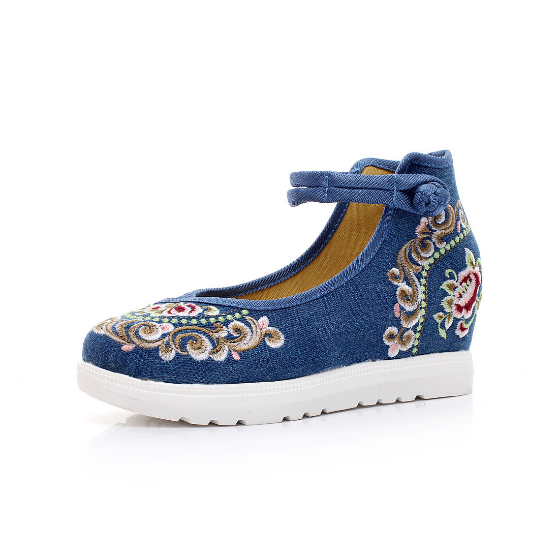 Inner High Heel Canvas Embroidered Women's Shoes