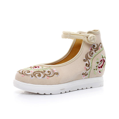 Inner High Heel Canvas Embroidered Women's Shoes