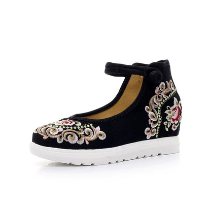 Inner High Heel Canvas Embroidered Women's Shoes