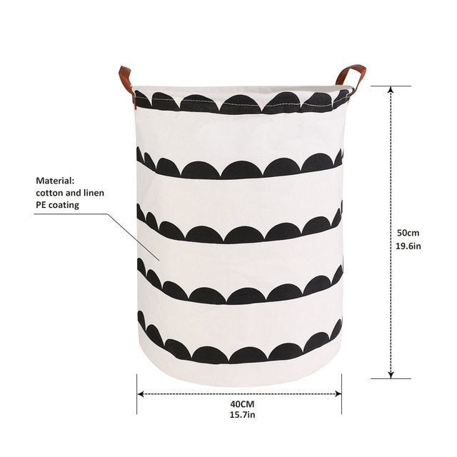 1pc Folding Laundry Basket Round Storage Bin Bag Large Hampe