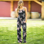 2019 Hot Sale European And American New Product Sling Printed Lace-Up Tall Large Loose Wide Leg One-Piece Long Pants