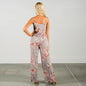 2019 Hot Sale European And American New Product Sling Printed Lace-Up Tall Large Loose Wide Leg One-Piece Long Pants