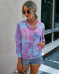 Amazon New Products Source Autumn European and American Tie-Dye Printed Zipper Hooded Jacket Women WT203S3075