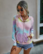 Amazon New Products Source Autumn European and American Tie-Dye Printed Zipper Hooded Jacket Women WT203S3075