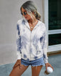 Amazon New Products Source Autumn European and American Tie-Dye Printed Zipper Hooded Jacket Women WT203S3075