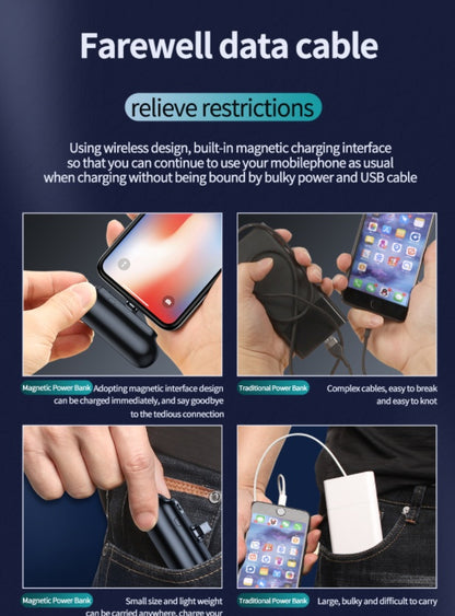 Pocket Portable Magnetic With Plug Capsule Power Bank 2600 Mah Three-In-One Magnetic Mobile Power Customization