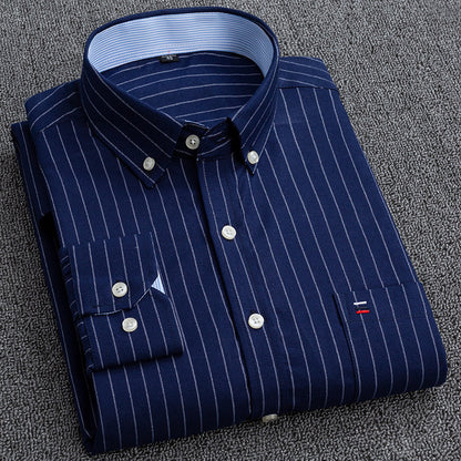 Men'S Plus Size Cotton Oxford Plaid Shirt