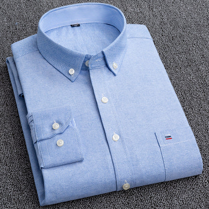 Men'S Plus Size Cotton Oxford Plaid Shirt