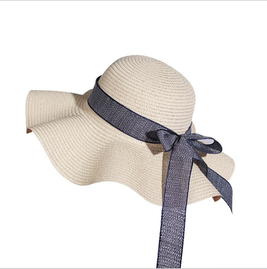 Straw Hat Female Summer Vacation Seaside Sunscreen Bow Korean Sun Hat