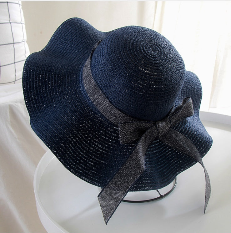 Straw Hat Female Summer Vacation Seaside Sunscreen Bow Korean Sun Hat