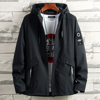 Spring And Autumn Fattening Plus Size Hooded Windbreaker