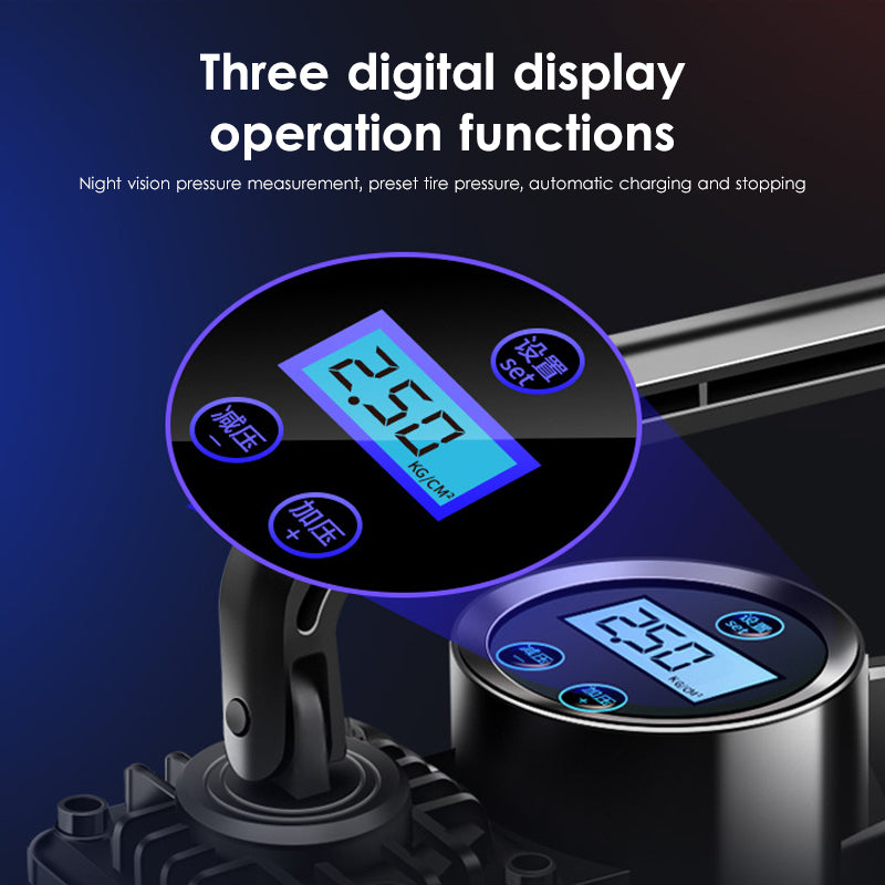 Dual Cylinder Vehicle Mounted Air Pump Digital Display Dual Cylinder Tire Air Pump With Light Portable Air Pump With Toolbox