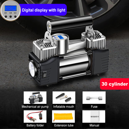 Dual Cylinder Vehicle Mounted Air Pump Digital Display Dual Cylinder Tire Air Pump With Light Portable Air Pump With Toolbox