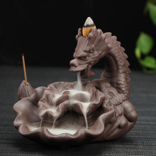 Purple Sand Dragon Backflow Smoke Incense Burner Tower Incense Sandalwood Agarwood Incense Burner Aroma Diffuser Home Office Furnishings Directly Approved By Fangfeng