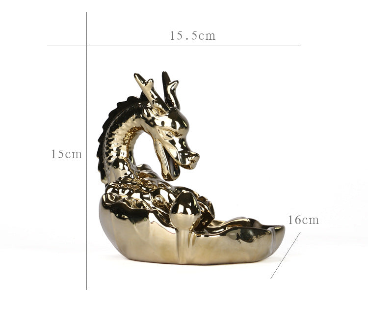 Ceramic Large Smoke Backflow Aromatherapy Burner Matte Golden Carp Hualong Xiangdao Creative Ornaments Sandalwood Burner