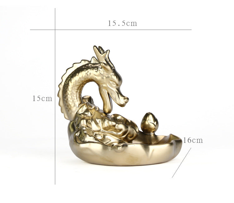 Ceramic Large Smoke Backflow Aromatherapy Burner Matte Golden Carp Hualong Xiangdao Creative Ornaments Sandalwood Burner