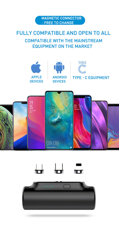 Compatible with Apple , Creative Magnetic Power Bank Mobile Power Mini Portable Emergency Three-in-one Plug Gift