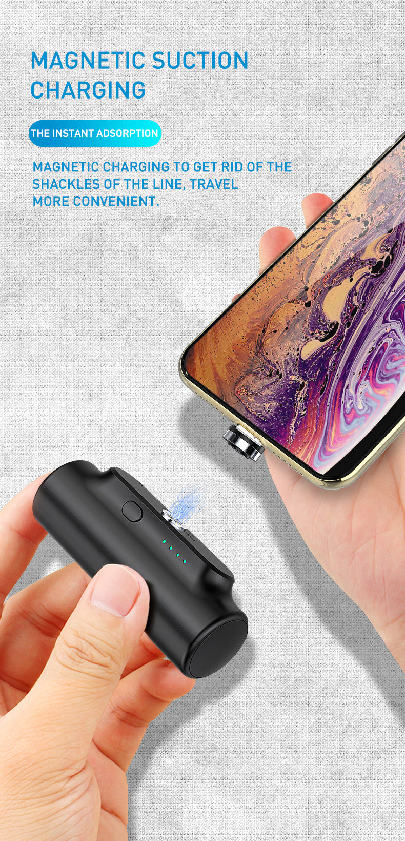 Compatible with Apple , Creative Magnetic Power Bank Mobile Power Mini Portable Emergency Three-in-one Plug Gift