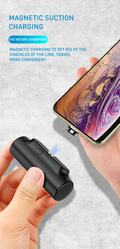 Compatible with Apple , Creative Magnetic Power Bank Mobile Power Mini Portable Emergency Three-in-one Plug Gift