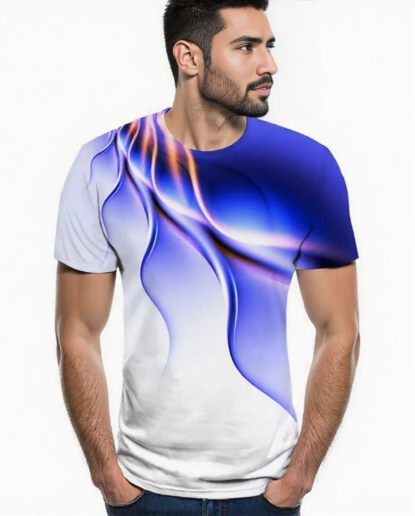 Men's Breathable PURPLE ARTISTIC SWIRL DESIGN 3D T Shirt