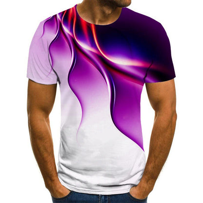 Men's Breathable PURPLE ARTISTIC SWIRL DESIGN 3D T Shirt