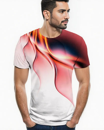 Men's Breathable PURPLE ARTISTIC SWIRL DESIGN 3D T Shirt