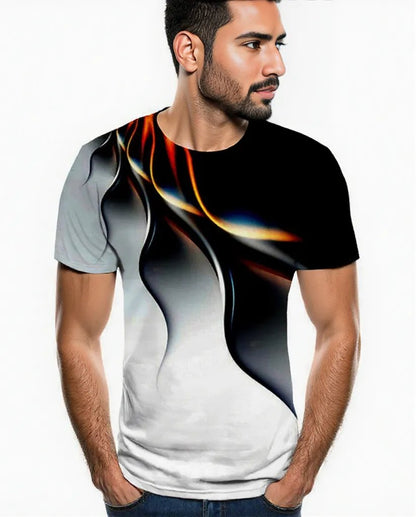 Men's Breathable PURPLE ARTISTIC SWIRL DESIGN 3D T Shirt