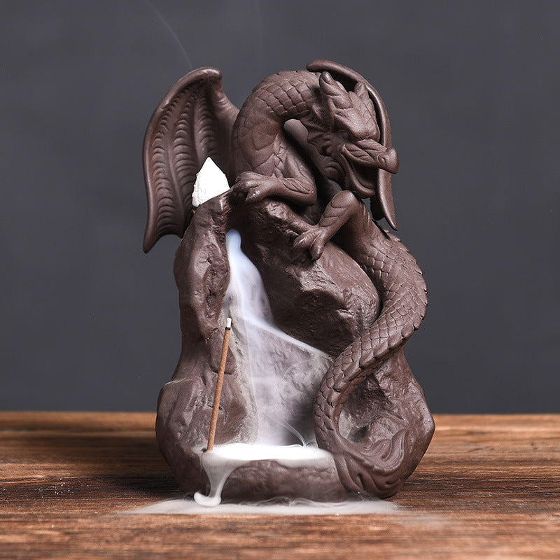 Ceramic Smoke Backflow Incense Burner Creative Flying Dragon In The Sky Nordic Pterodactyl Sandalwood Flow Stove Decoration