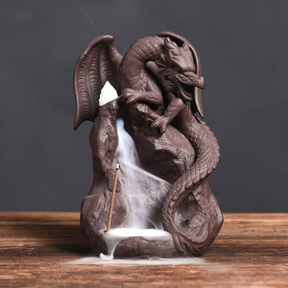 Ceramic Smoke Backflow Incense Burner Creative Flying Dragon In The Sky Nordic Pterodactyl Sandalwood Flow Stove Decoration